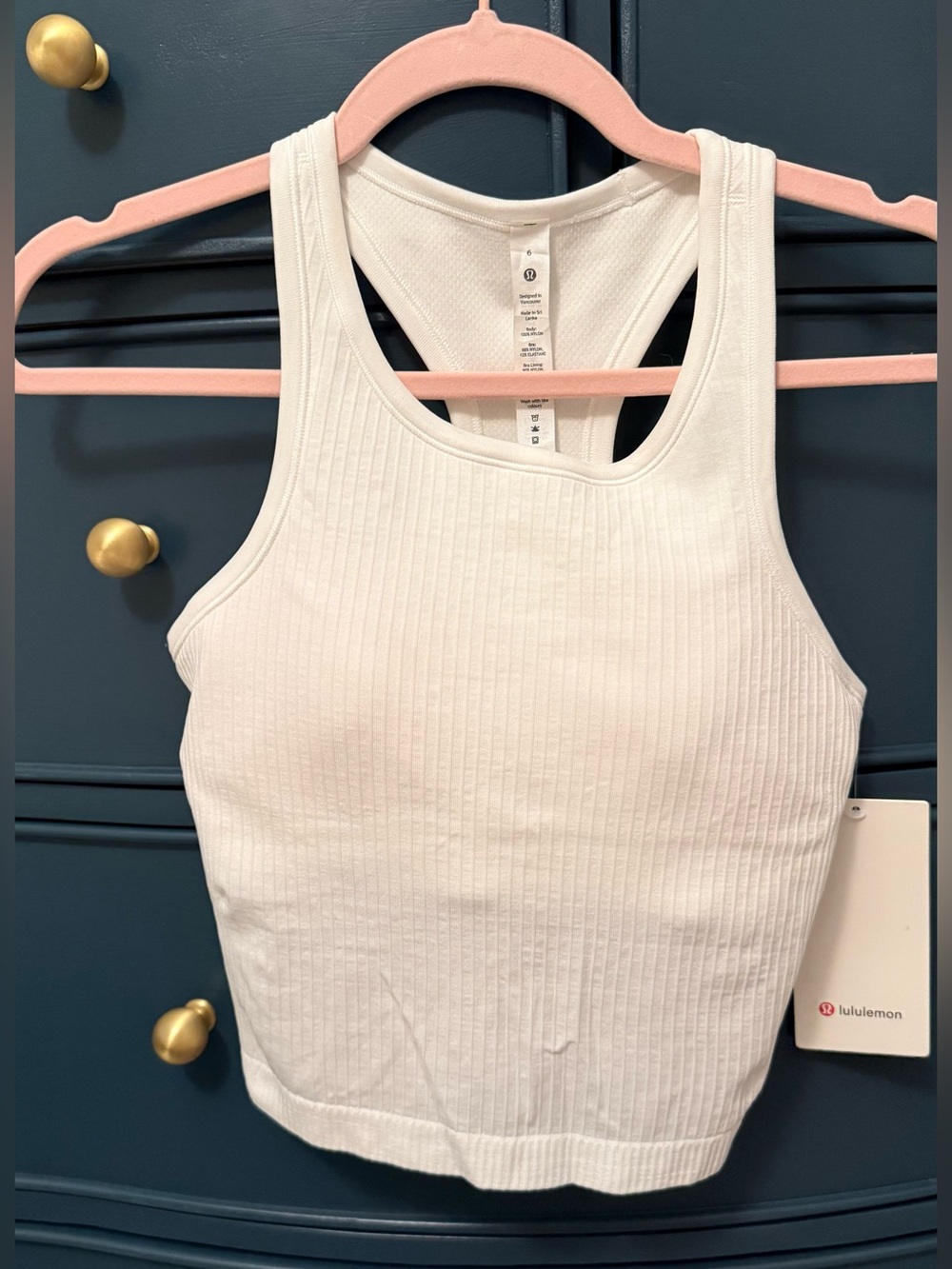 lululemon athletica Ebb Street Crop White Ribbed Racerback Tank Top